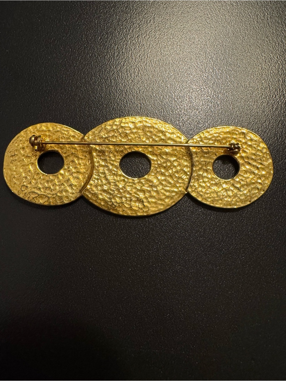 Vintage Gold Tone Modernist Geometric Disc Statement Brooch 3” - Picture 2 of 4